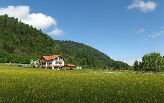 Unser Haus inmitten einer großen Wiese