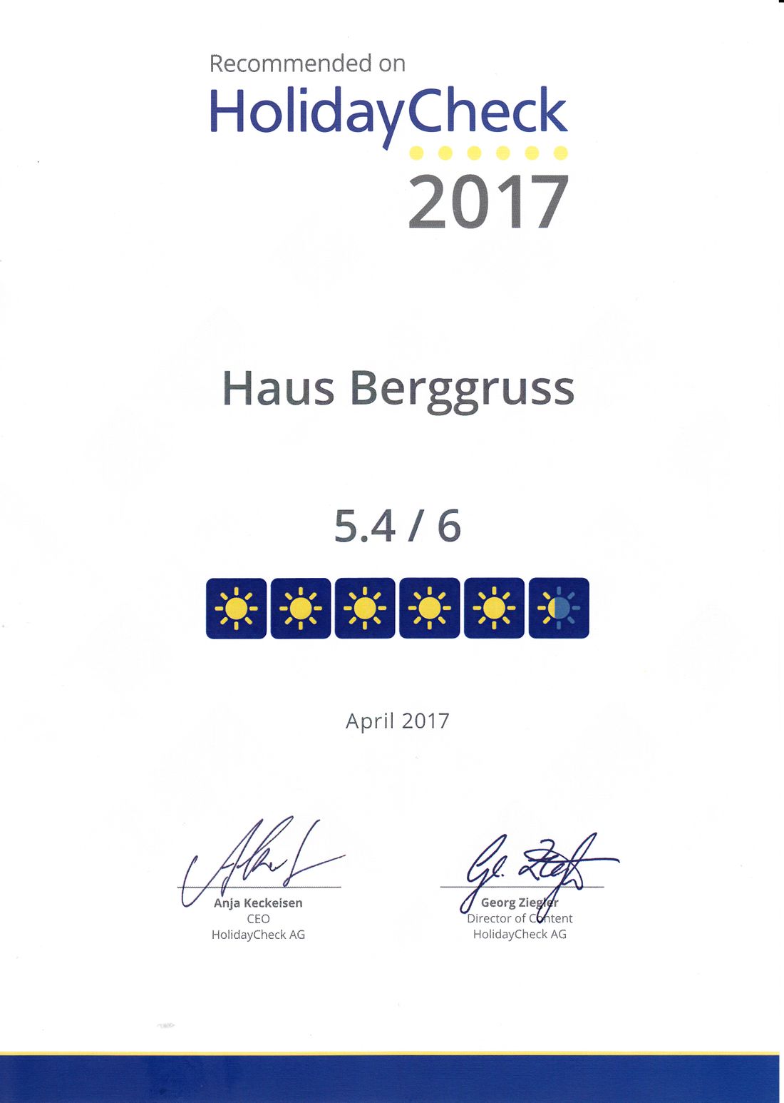 Urkunde Holiday Check
