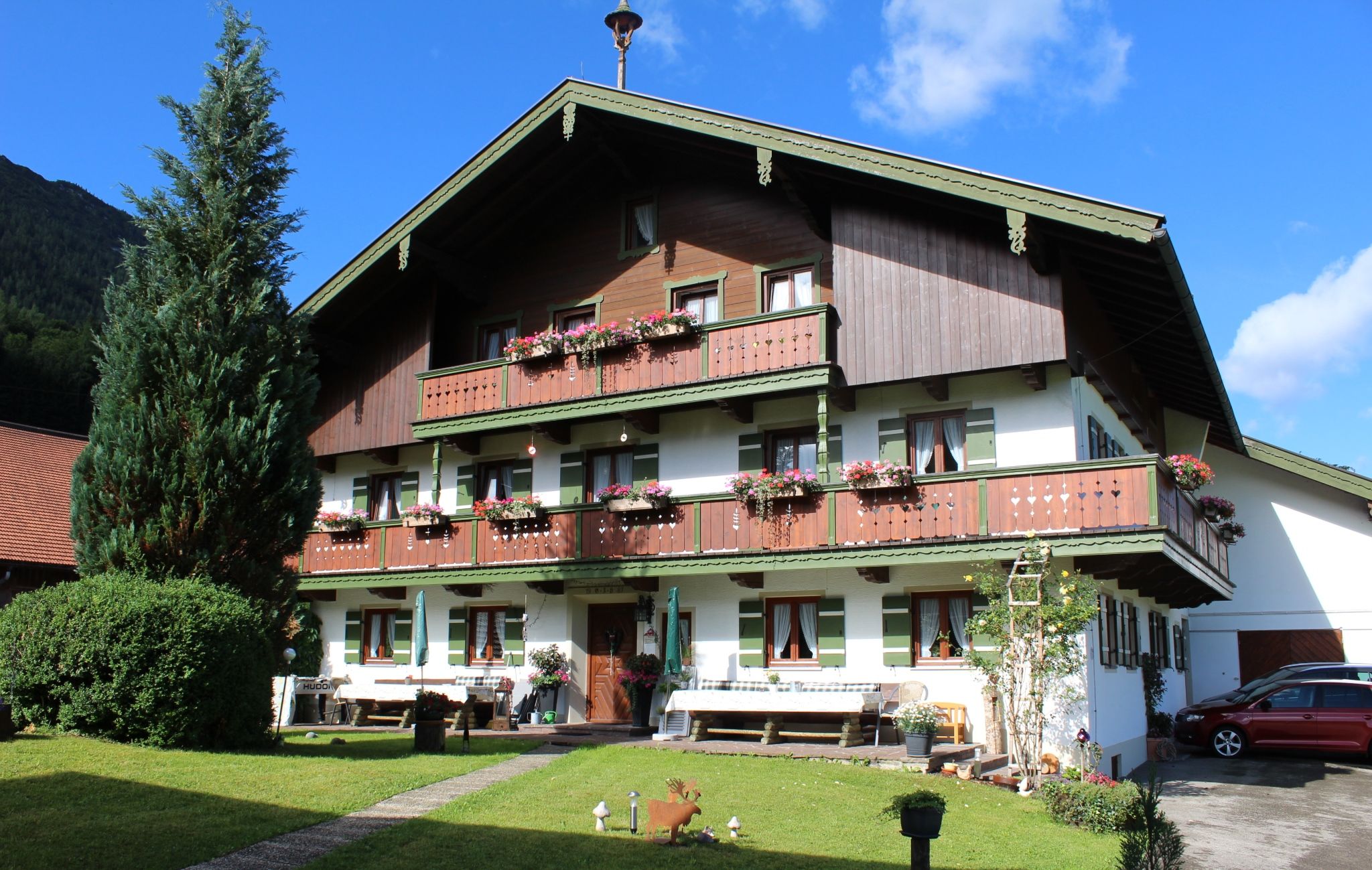 Hausansicht von vorne im Sommer