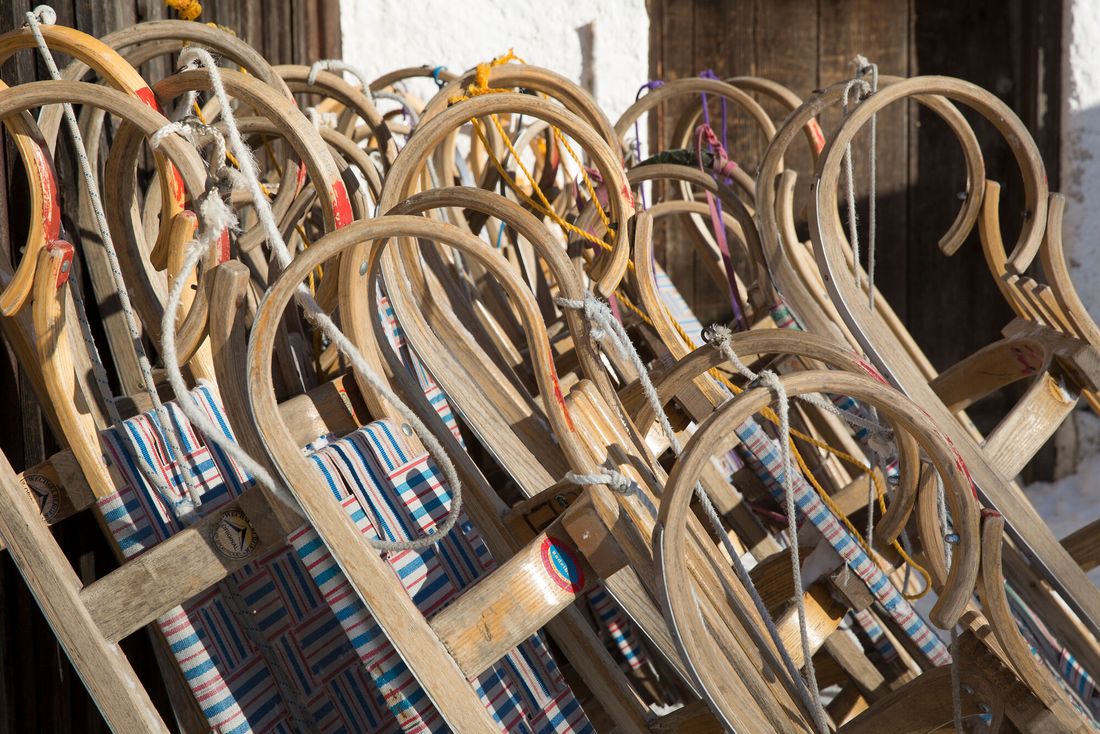 Schlittenfahren im Inzeller Ortsteil Adlgaß